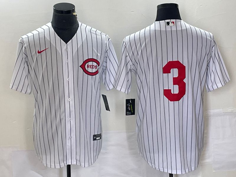 Men Cincinnati Reds #3 No Name White Nike Throwback MLB Jersey